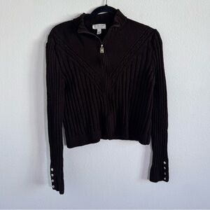 St. John Sport by Marie Gray Women’s Brown Wool Zip Up Cardigan‎ Size Large